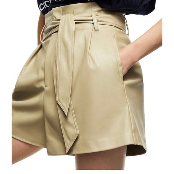 ZARA Belted Faux Leather Shorts NWT - Picture 5 of 12